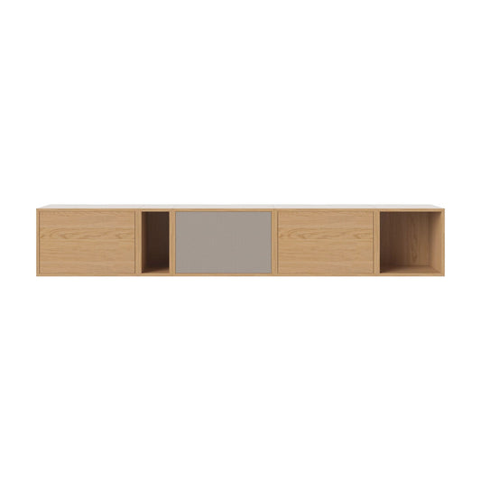 Bolia Case hifi-wandcombinatie 210 cm grijze hifi-stof, geolied eiken, 00-007-06_4802
