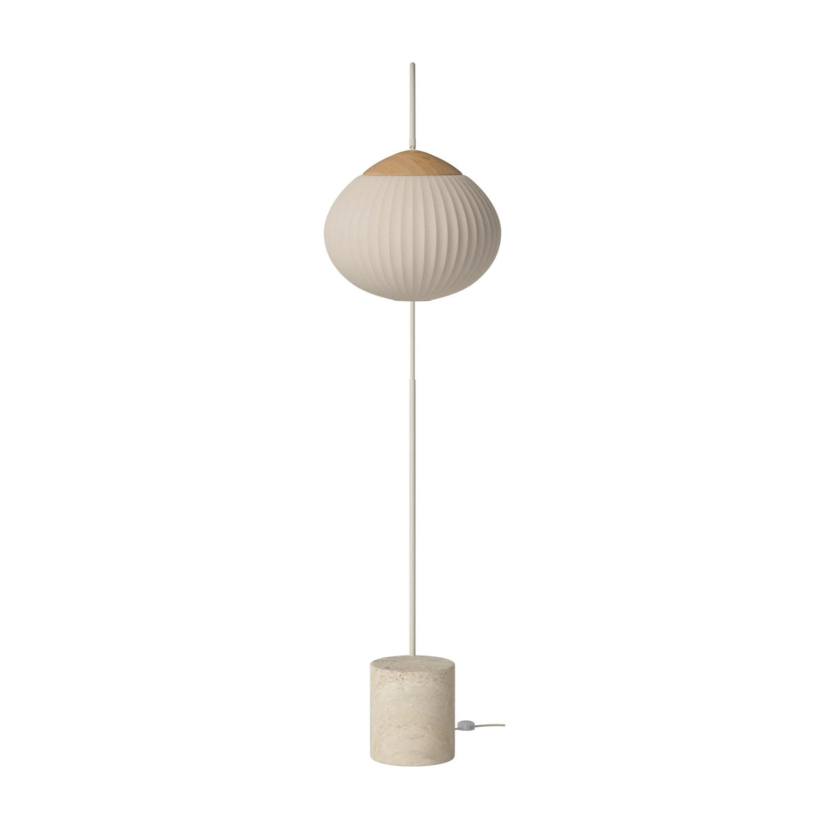 Bolia Acorn vloerlamp zandkleurig travertijn, zandkleurige stof, gelakt eiken, amber snoer, 00-133-01_00011