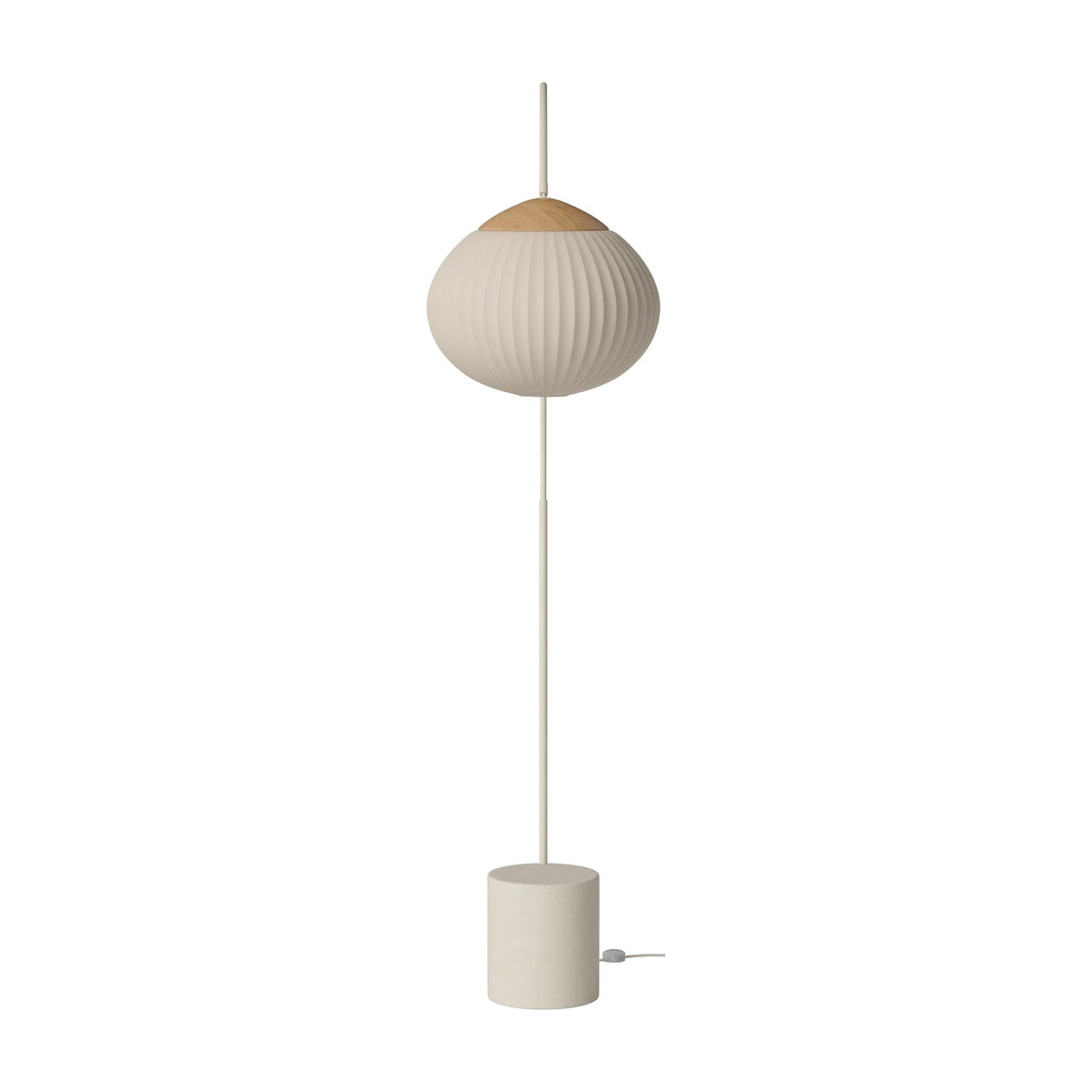 Bolia Acorn vloerlamp matcrème beton, zandkleurige stof, gelakt eiken, crème snoer, 00-133-01_00023