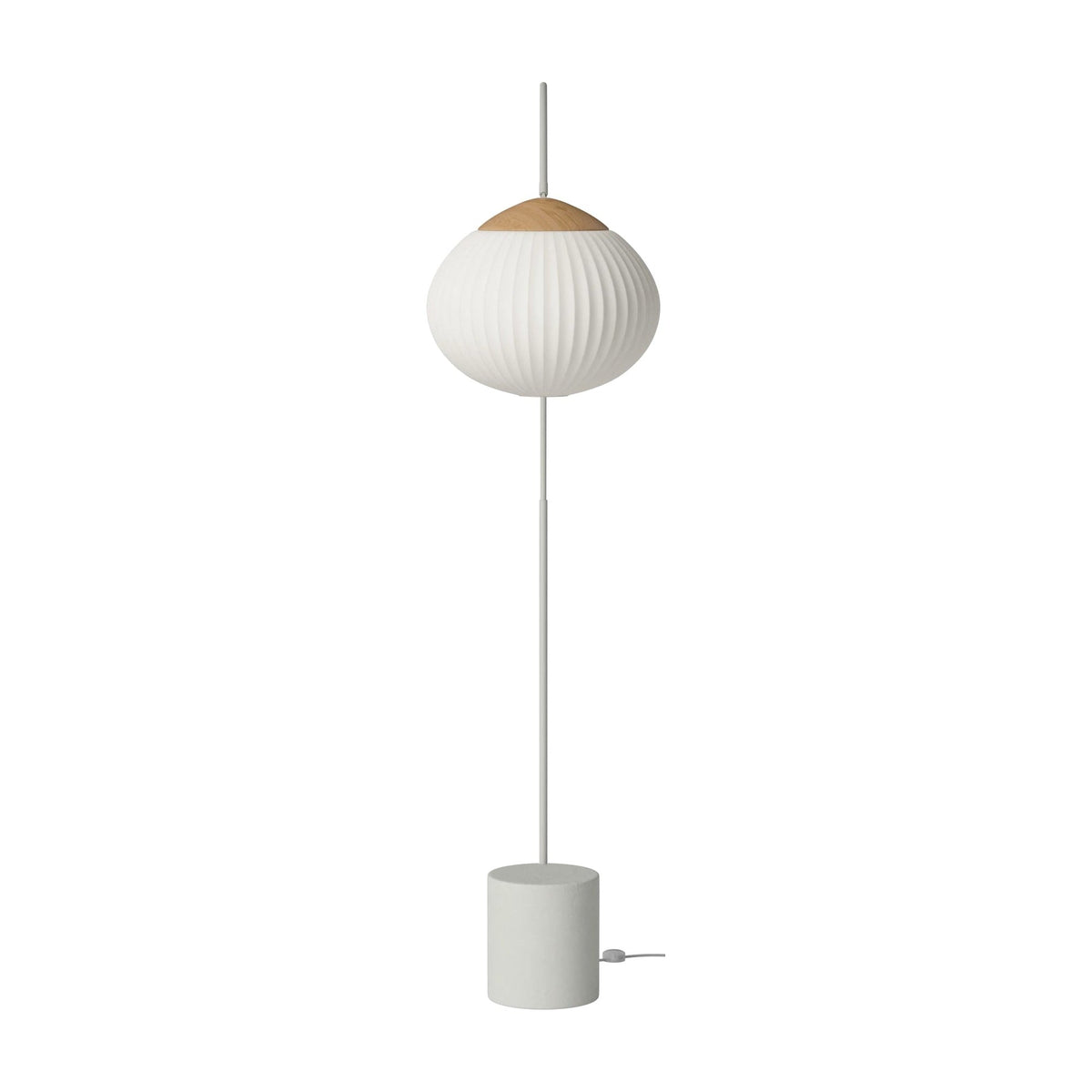 Bolia Acorn vloerlamp matgrijs beton, ivoorkleurige stof, gelakt eiken, grijs snoer, 00-133-01_00027