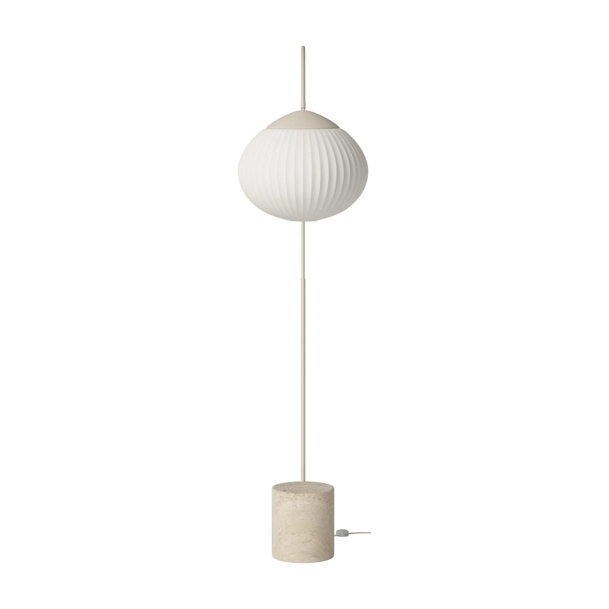 Bolia Acorn vloerlamp zandkleurig travertijn, ivoorkleurige stof, matcrème eiken, crème snoer, 00-133-01_00037