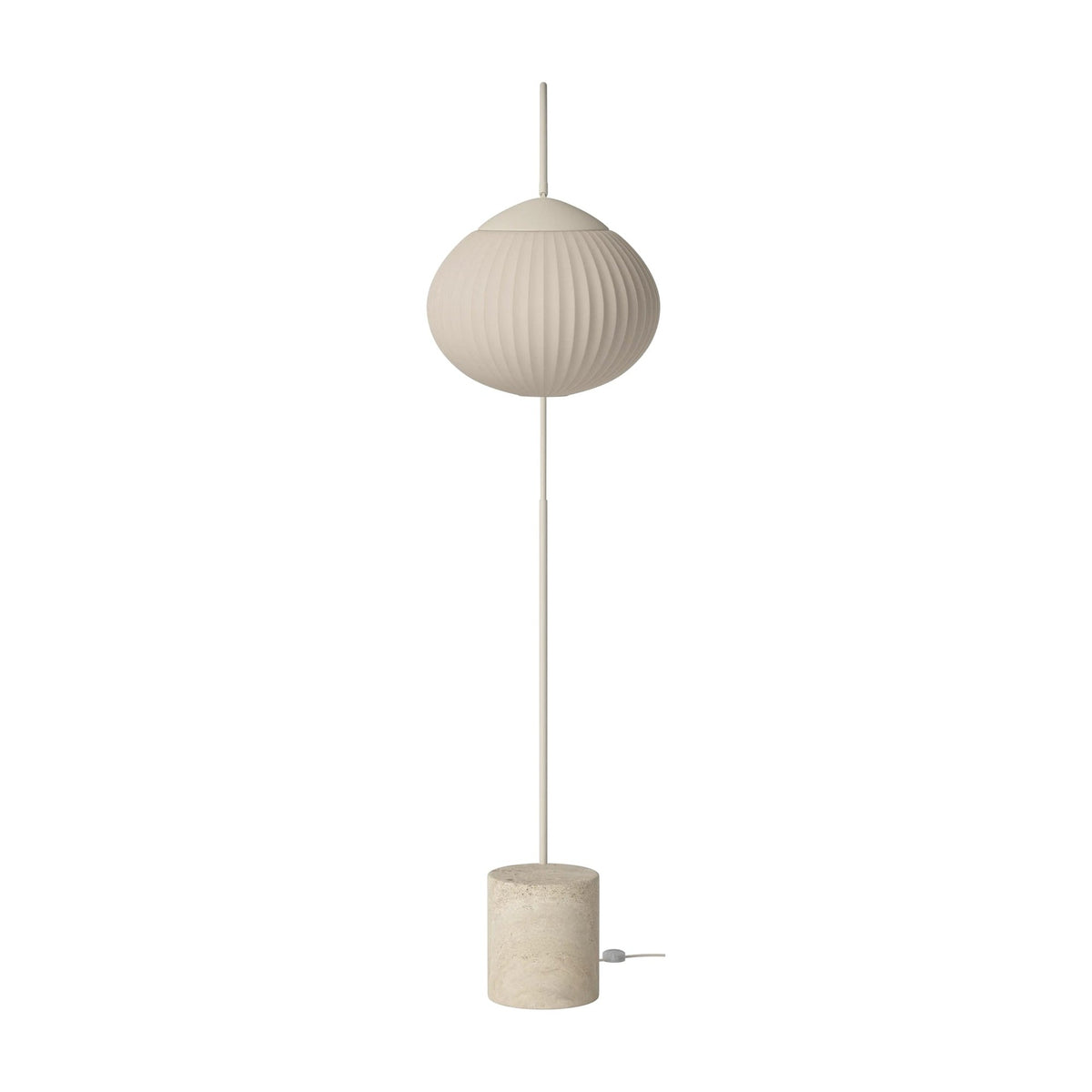 Bolia Acorn vloerlamp zandkleurig travertijn, zandkleurige stof, matcrème eiken, crème snoer, 00-133-01_00039