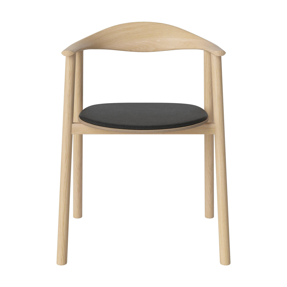 Bolia Swing eetkamerstoel gestoffeerd quattro - leer, black, wit gepigmenteerd geolied eiken, 02-103-11_00005