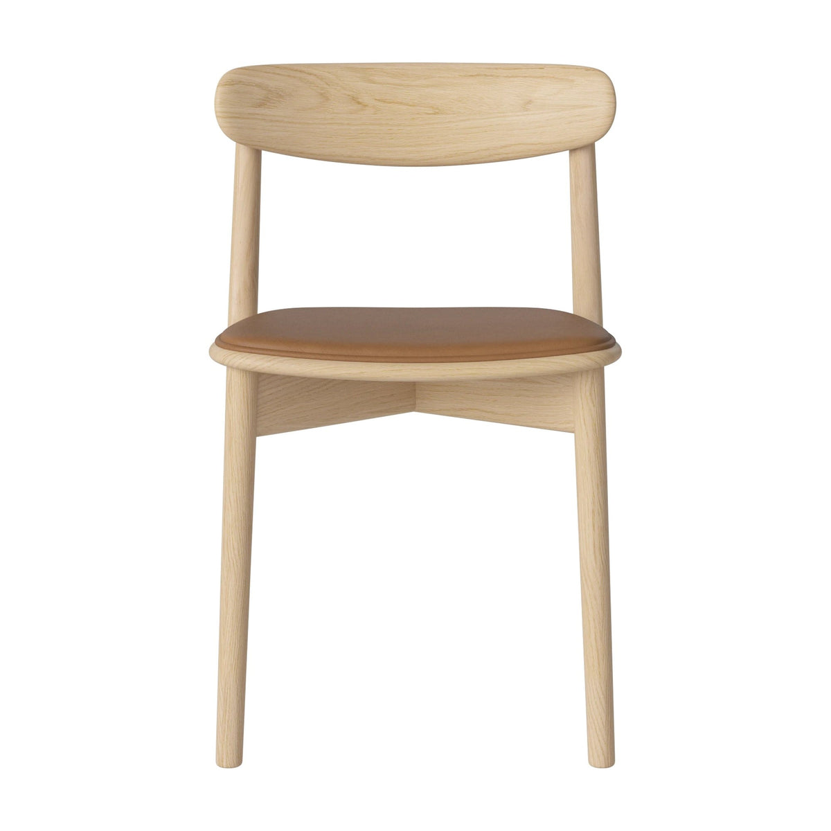 Bolia Merge eetkamerstoel met gestoffeerde zitting sydney - leer, cognac, wit gepigmenteerd geolied eiken, 02-119-05_00095