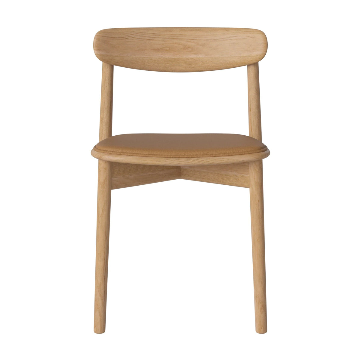 Bolia Merge eetkamerstoel met gestoffeerde zitting sydney - leer, light cognac, geolied eiken, 02-119-05_00096