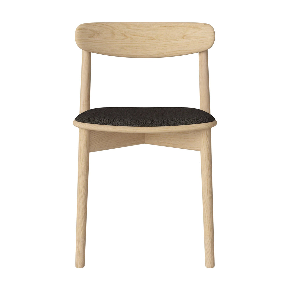 Bolia Merge eetkamerstoel met gestoffeerde zitting adria - bouclé, brown, wit gepigmenteerd geolied eiken, 02-119-05_00229