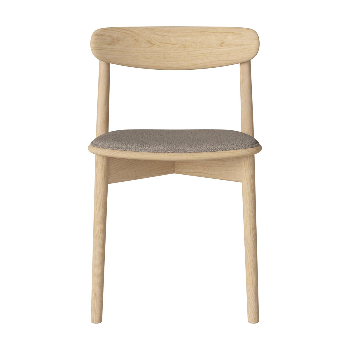 Bolia Merge eetkamerstoel met gestoffeerde zitting adria - bouclé, dark beige, wit gepigmenteerd geolied eiken, 02-119-05_00233