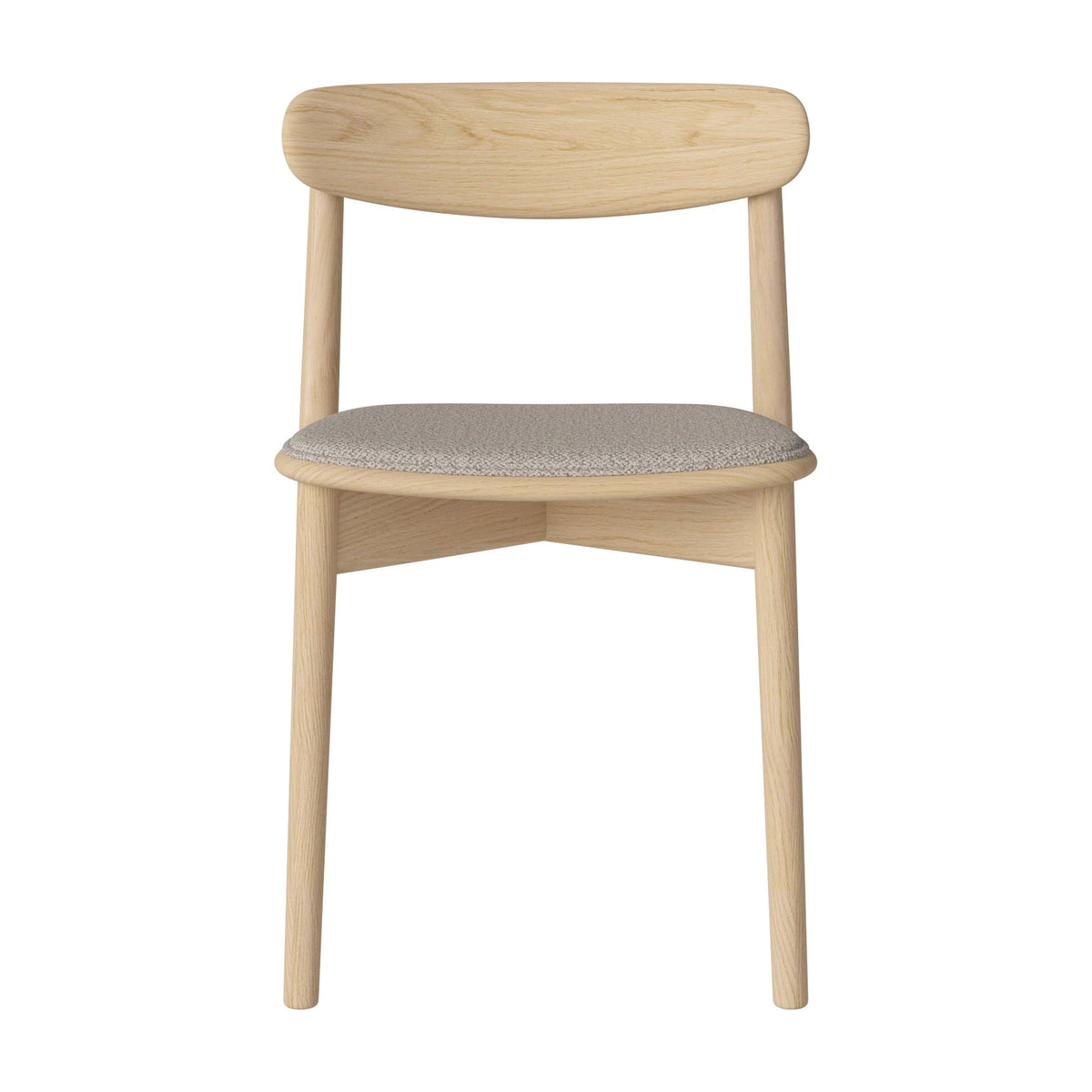 Bolia Merge eetkamerstoel met gestoffeerde zitting adria - bouclé, sand, wit gepigmenteerd geolied eiken, 02-119-05_00237