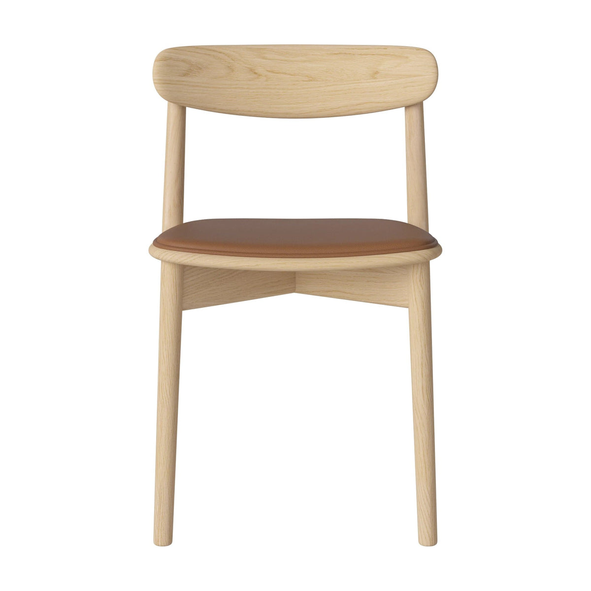 Bolia Merge eetkamerstoel met gestoffeerde zitting sydney - leer, bourbon, wit gepigmenteerd geolied eiken, 02-119-05_00261