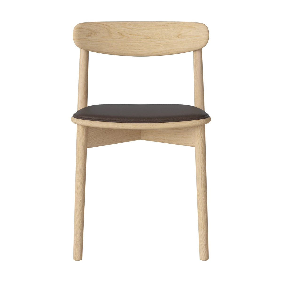 Bolia Merge eetkamerstoel met gestoffeerde zitting sydney - leer, brown, wit gepigmenteerd geolied eiken, 02-119-05_00267