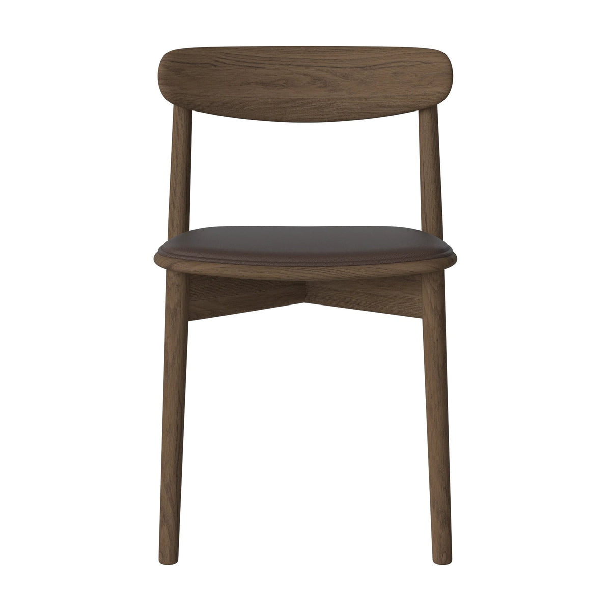 Bolia Merge eetkamerstoel met gestoffeerde zitting sydney - leer, brown, donker geolied eiken, 02-119-05_00271