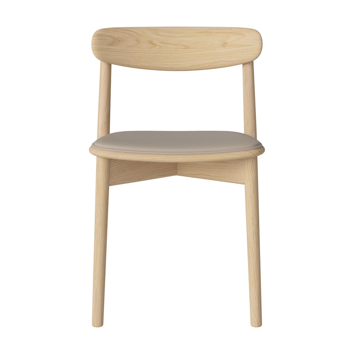 Bolia Merge eetkamerstoel met gestoffeerde zitting sydney - leer, sand, wit gepigmenteerd geolied eiken, 02-119-05_00307