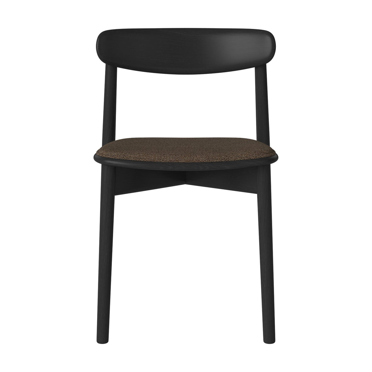 Bolia Merge eetkamerstoel met gestoffeerde zitting memory - bouclé, brown, zwart gelakt eiken, 02-119-05_00342