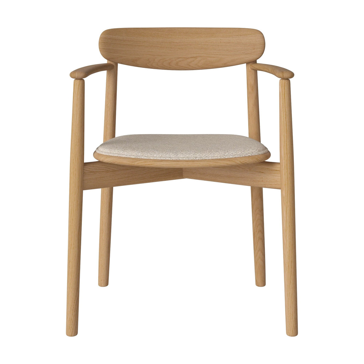 Bolia Merge eetkamerstoel met armleuning en gestoffeerde zitting monza - bouclé, beige, geolied eiken, 02-119-06_00042