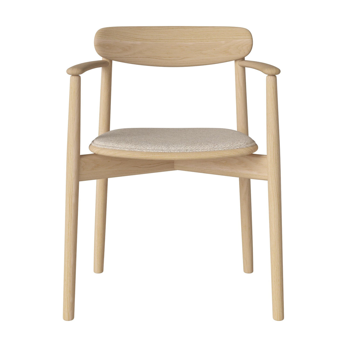 Bolia Merge eetkamerstoel met armleuning en gestoffeerde zitting monza - bouclé, beige, wit gepigmenteerd geolied eiken, 02-119-06_00043