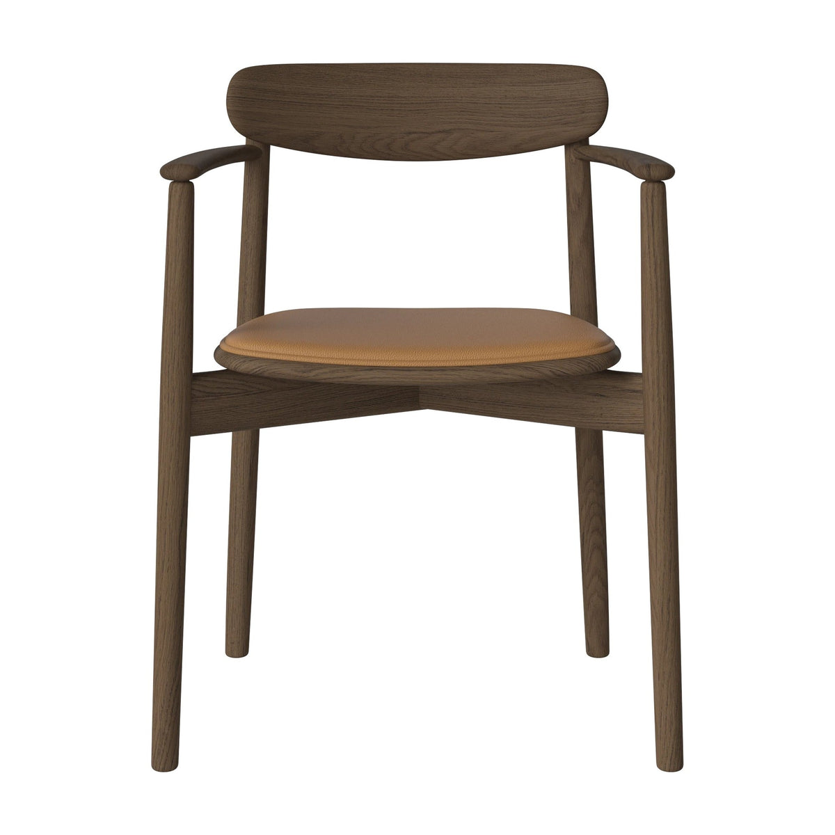 Bolia Merge eetkamerstoel met armleuning en gestoffeerde zitting sydney - leer, light cognac, donker geolied eiken, 02-119-06_00080