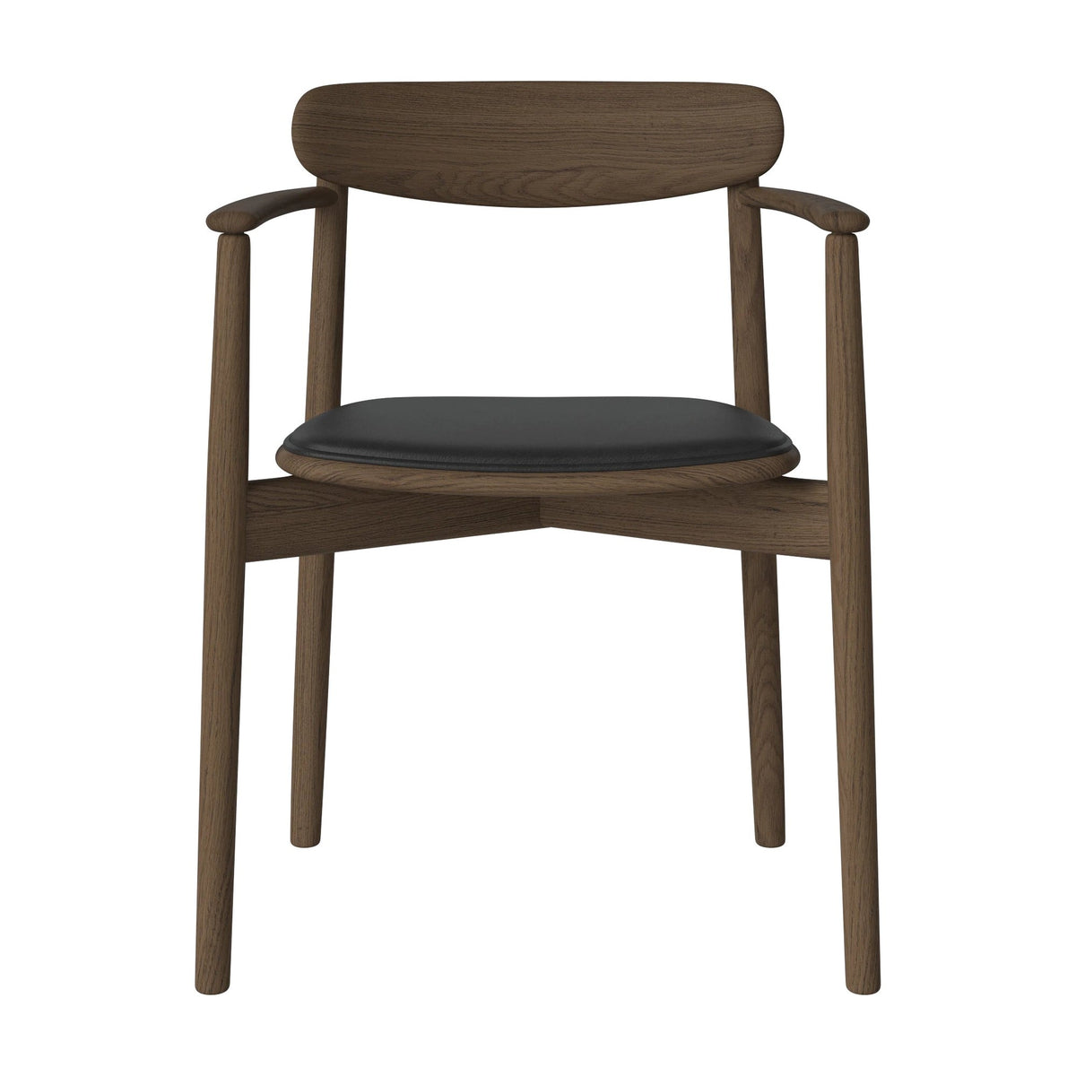 Bolia Merge eetkamerstoel met armleuning en gestoffeerde zitting sydney - leer, black, donker geolied eiken, 02-119-06_00087