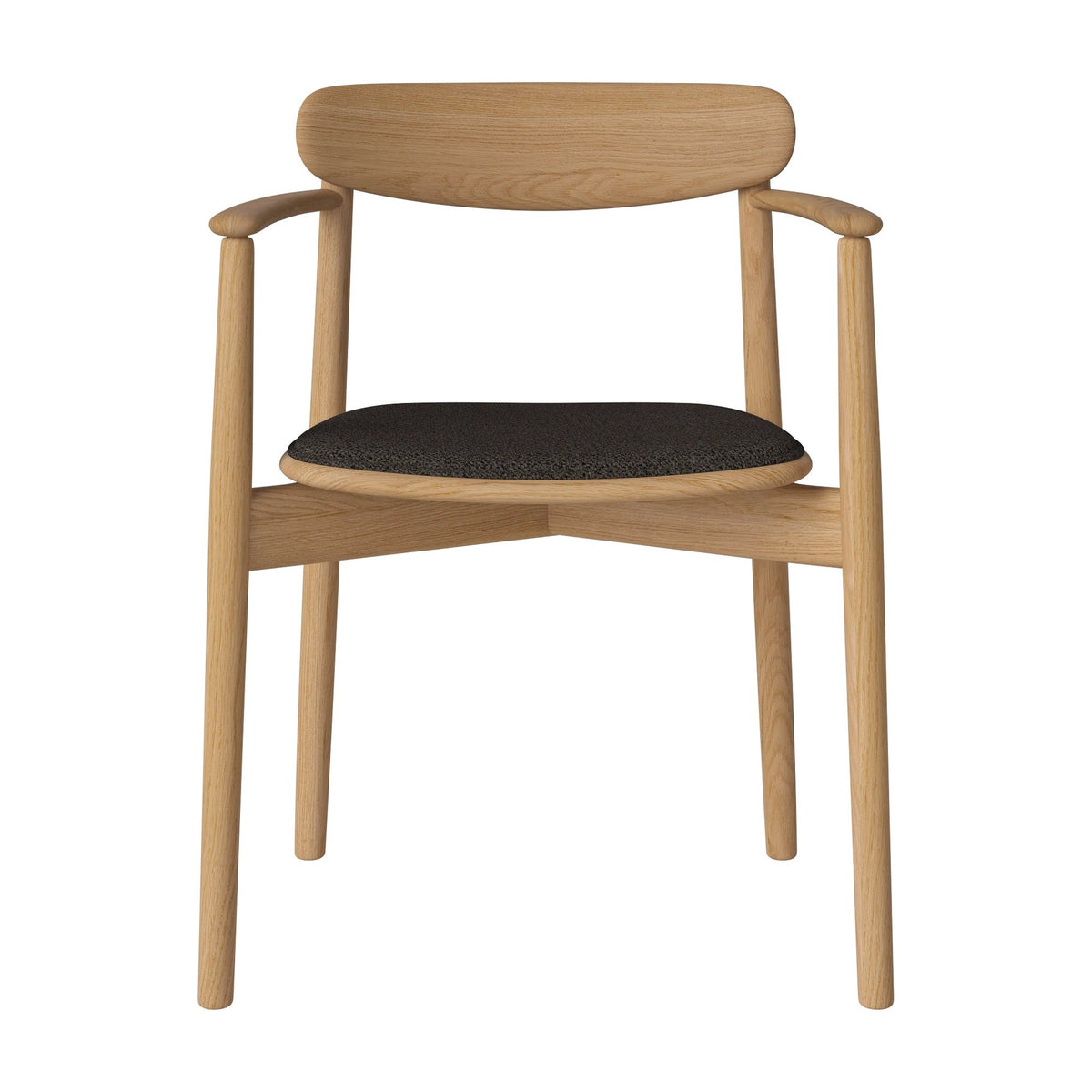 Bolia Merge eetkamerstoel met armleuning en gestoffeerde zitting adria - bouclé, brown, geolied eiken, 02-119-06_00113