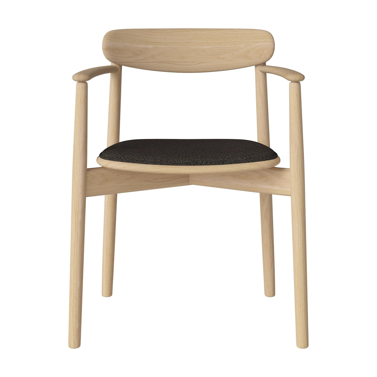 Bolia Merge eetkamerstoel met armleuning en gestoffeerde zitting adria - bouclé, brown, wit gepigmenteerd geolied eiken, 02-119-06_00114