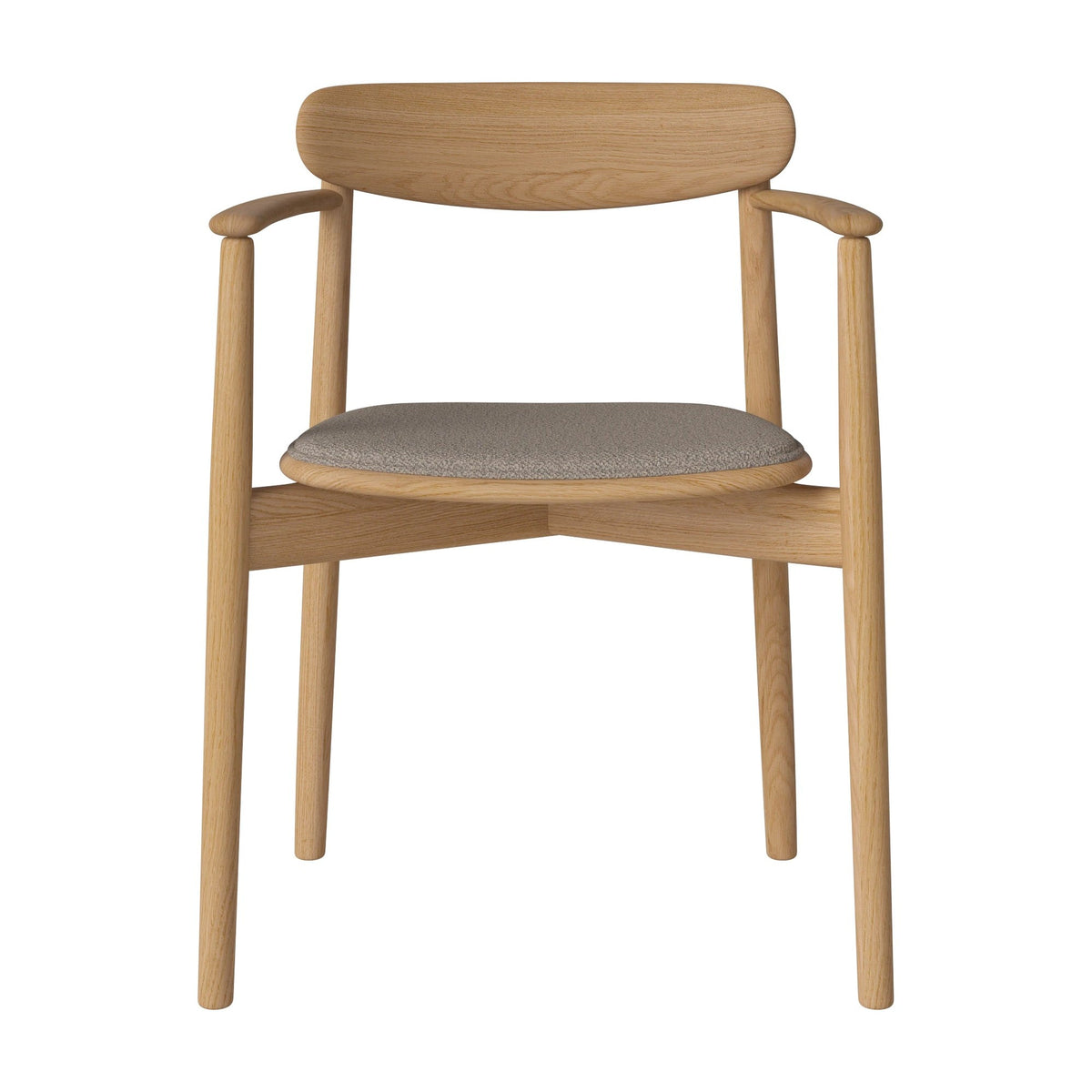 Bolia Merge eetkamerstoel met armleuning en gestoffeerde zitting adria - bouclé, dark beige, geolied eiken, 02-119-06_00117