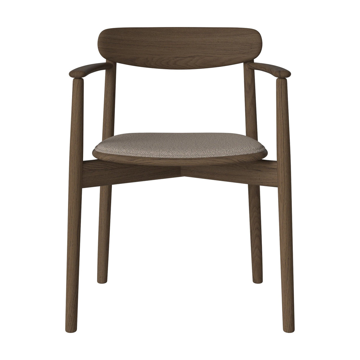 Bolia Merge eetkamerstoel met armleuning en gestoffeerde zitting adria - bouclé, dark beige, donker geolied eiken, 02-119-06_00120