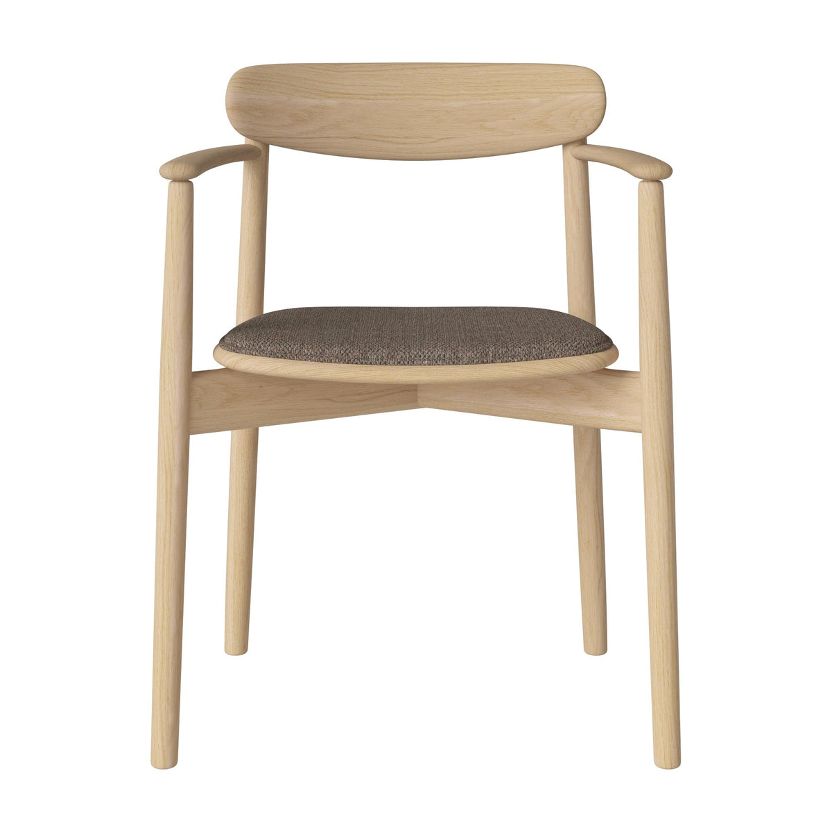 Bolia Merge eetkamerstoel met armleuning en gestoffeerde zitting memory - bouclé, light brown, wit gepigmenteerd geolied eiken, 02-119-06_00126
