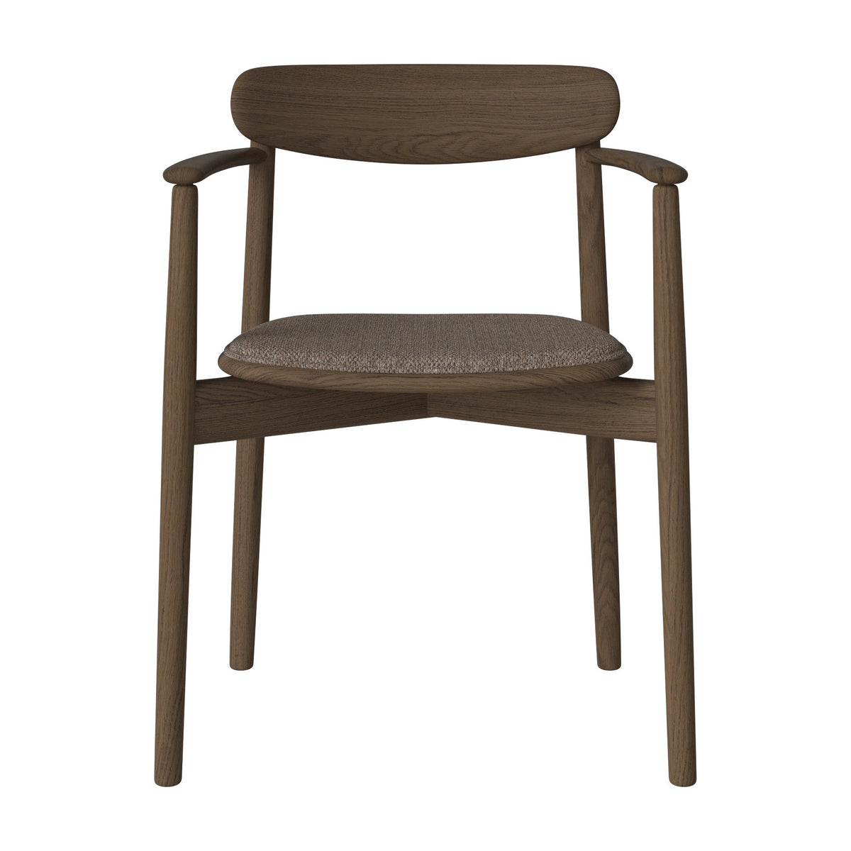 Bolia Merge eetkamerstoel met armleuning en gestoffeerde zitting memory - bouclé, light brown, donker geolied eiken, 02-119-06_00128