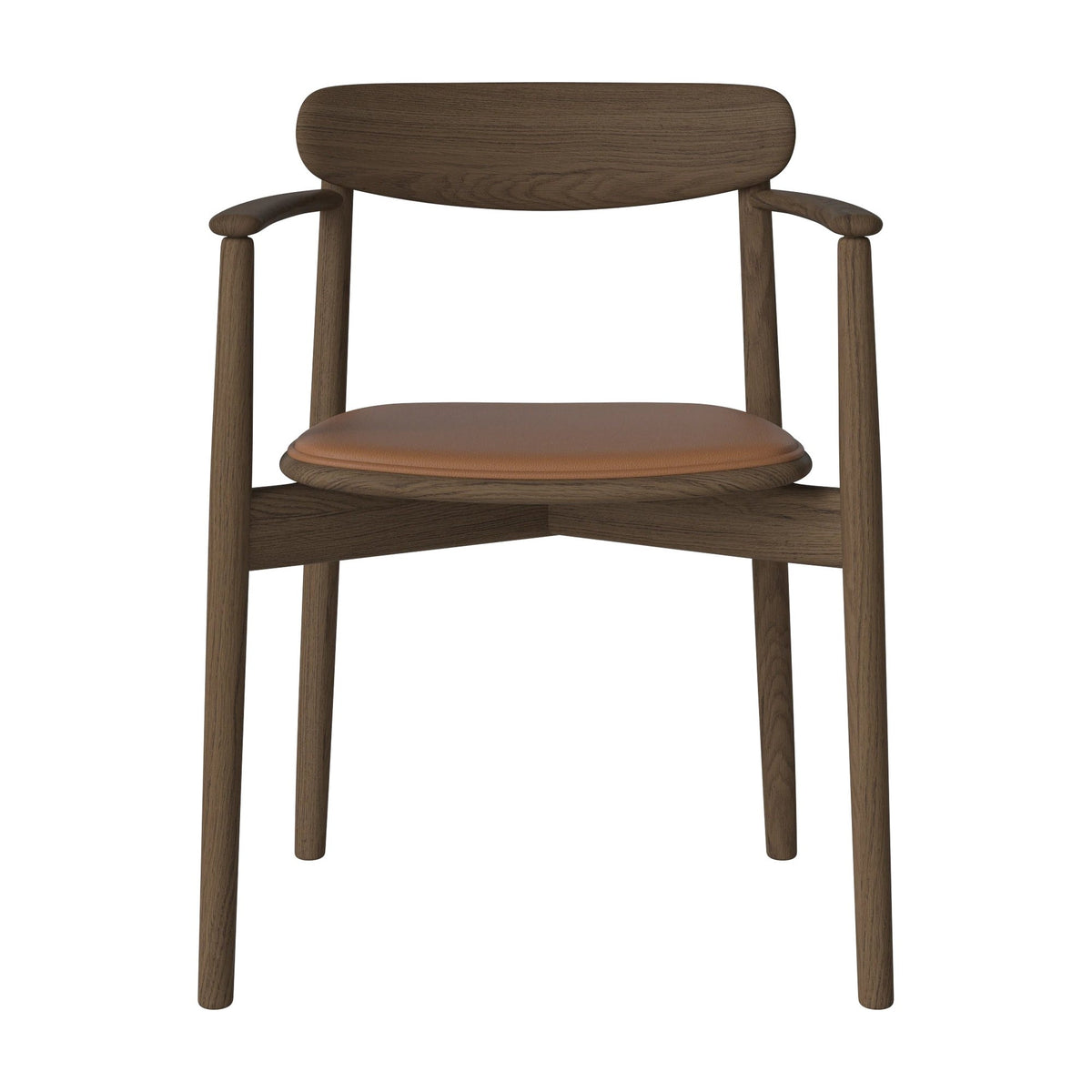 Bolia Merge eetkamerstoel met armleuning en gestoffeerde zitting sydney - leer, bourbon, donker geolied eiken, 02-119-06_00149