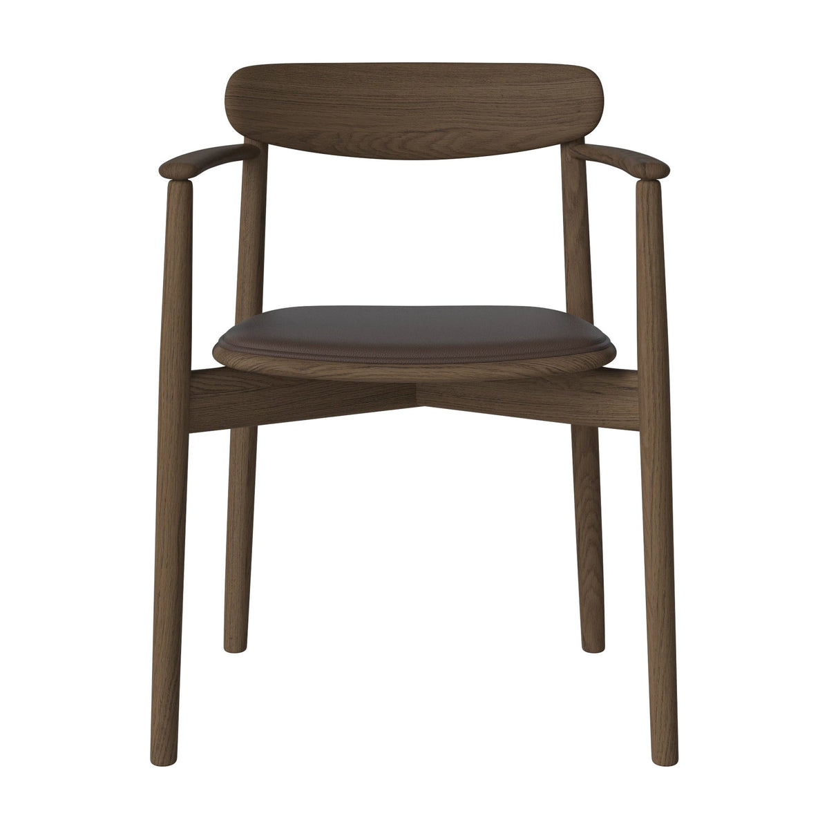 Bolia Merge eetkamerstoel met armleuning en gestoffeerde zitting sydney - leer, brown, donker geolied eiken, 02-119-06_00156