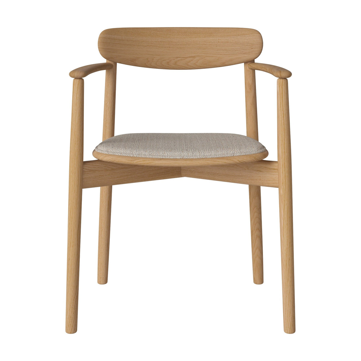 Bolia Merge eetkamerstoel met armleuning en gestoffeerde zitting memory - bouclé, beige, geolied eiken, 02-119-06_00167