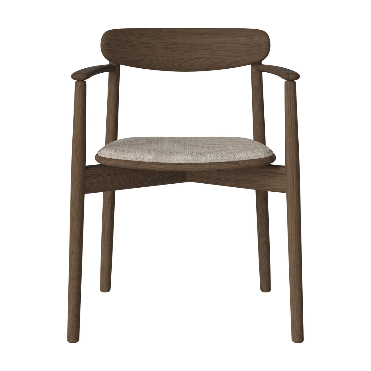 Bolia Merge eetkamerstoel met armleuning en gestoffeerde zitting memory - bouclé, beige, donker geolied eiken, 02-119-06_00171