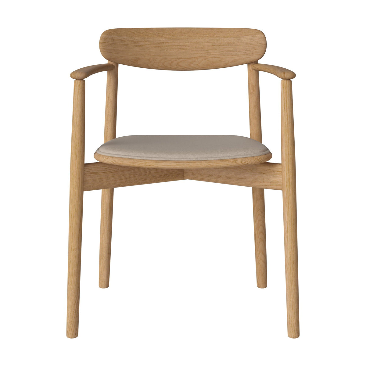 Bolia Merge eetkamerstoel met armleuning en gestoffeerde zitting sydney - leer, sand, geolied eiken, 02-119-06_00187
