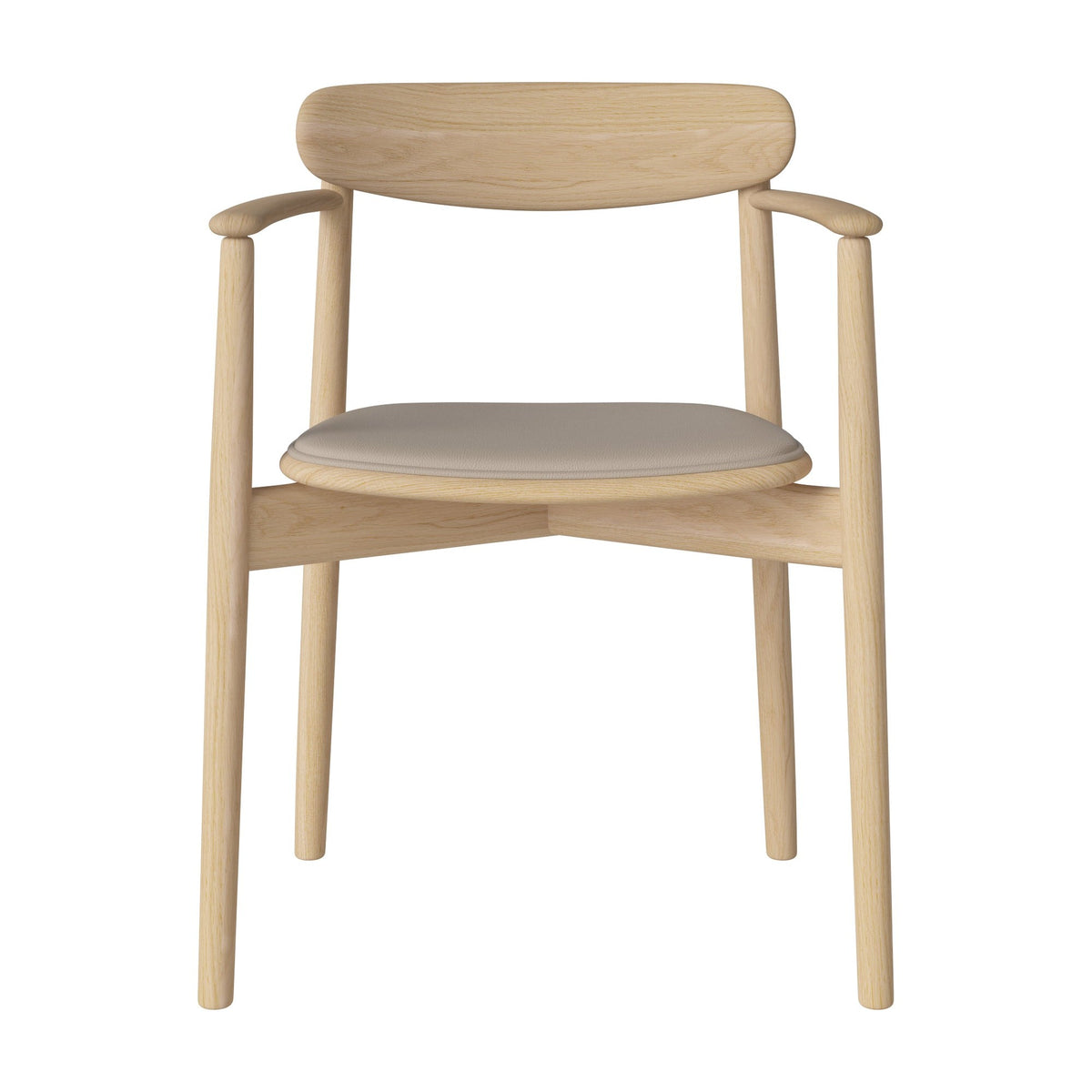 Bolia Merge eetkamerstoel met armleuning en gestoffeerde zitting sydney - leer, sand, wit gepigmenteerd geolied eiken, 02-119-06_00188