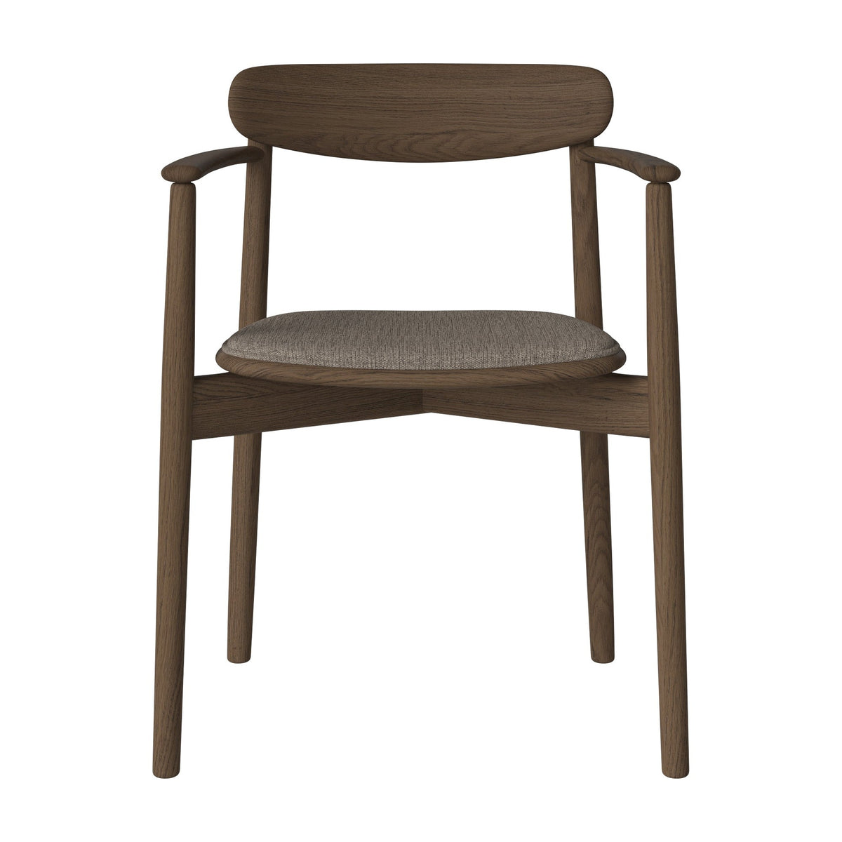 Bolia Merge eetkamerstoel met armleuning en gestoffeerde zitting canyon - weefsel, grey brown, donker geolied eiken, 02-119-06_00217