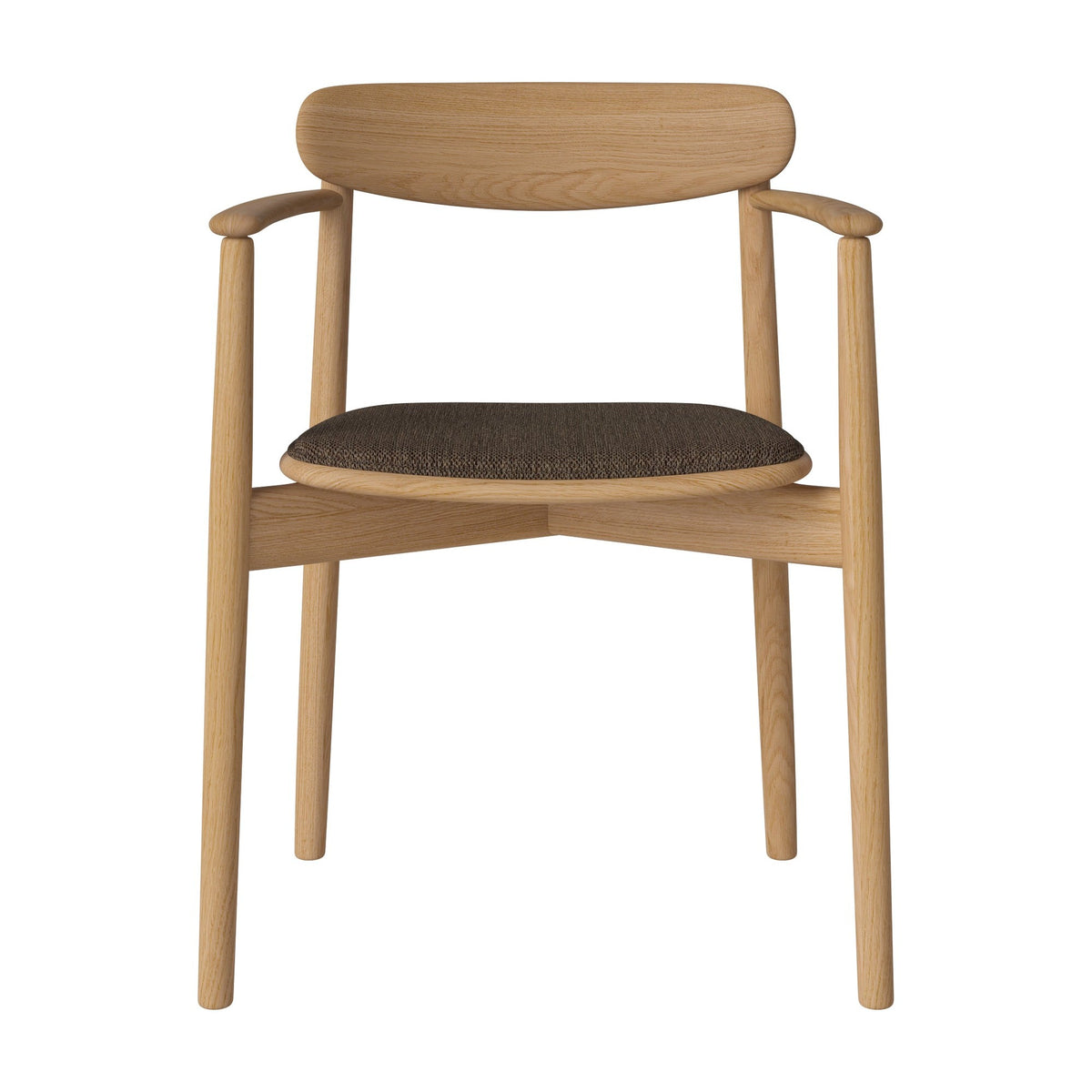 Bolia Merge eetkamerstoel met armleuning en gestoffeerde zitting memory - bouclé, brown, geolied eiken, 02-119-06_00219