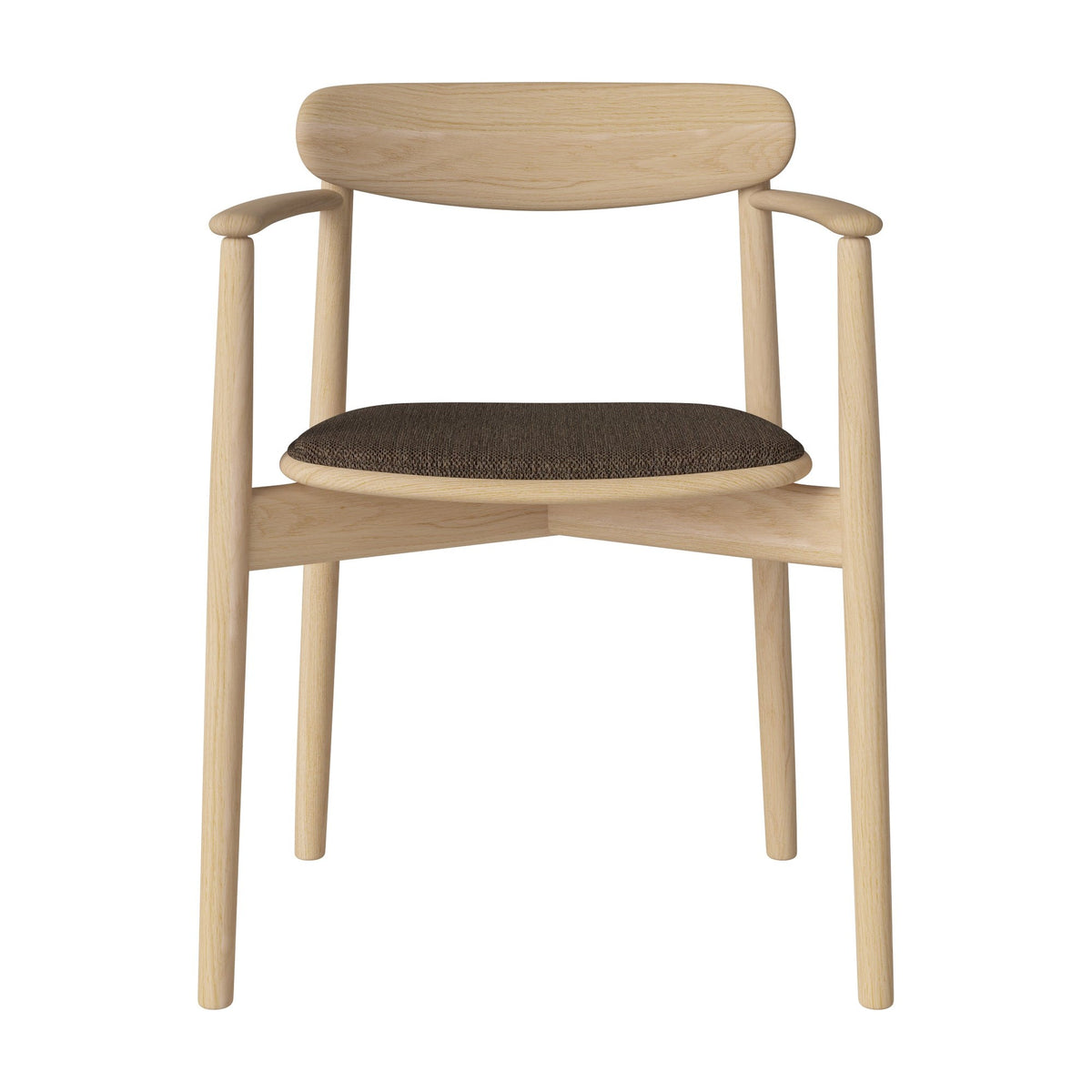 Bolia Merge eetkamerstoel met armleuning en gestoffeerde zitting memory - bouclé, brown, wit gepigmenteerd geolied eiken, 02-119-06_00220