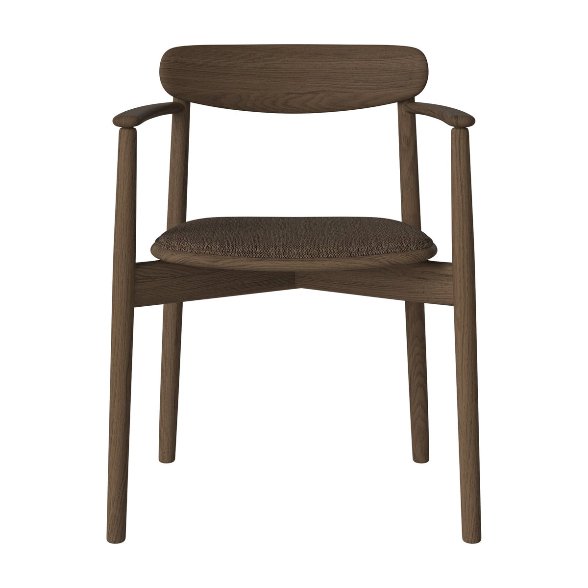 Bolia Merge eetkamerstoel met armleuning en gestoffeerde zitting memory - bouclé, brown, donker geolied eiken, 02-119-06_00225
