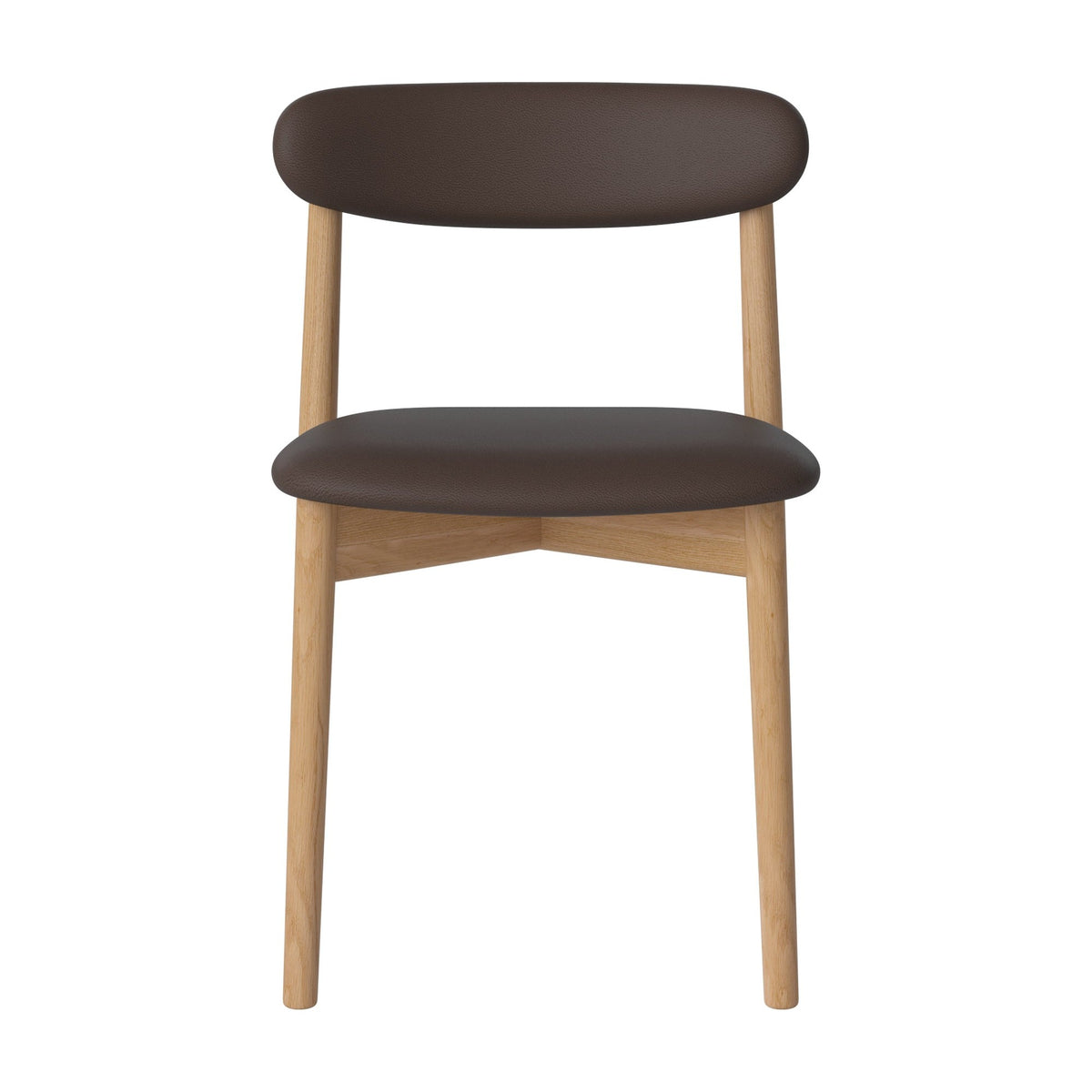Bolia Merge eetkamerstoel met gestoffeerde zitting en rug sydney - leer, brown, geolied eiken, 02-119-07_00005