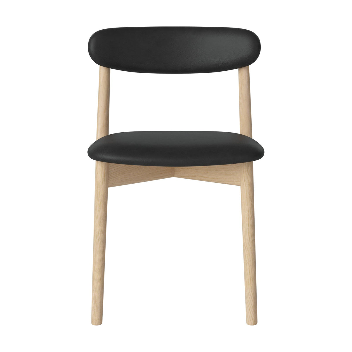 Bolia Merge eetkamerstoel met gestoffeerde zitting en rug sydney - leer, black, wit gepigmenteerd geolied eiken, 02-119-07_00006