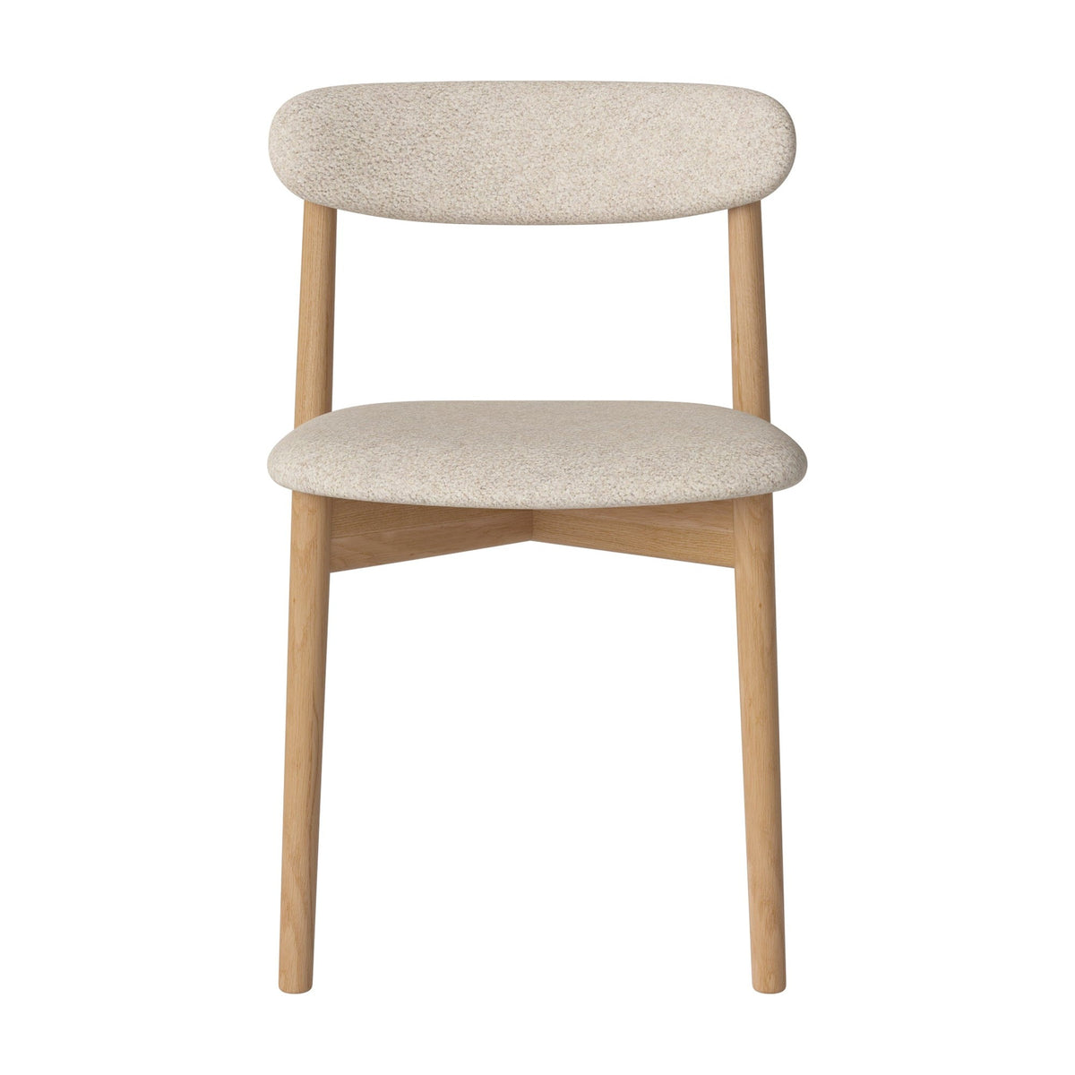 Bolia Merge eetkamerstoel met gestoffeerde zitting en rug monza - bouclé, beige, geolied eiken, 02-119-07_00030