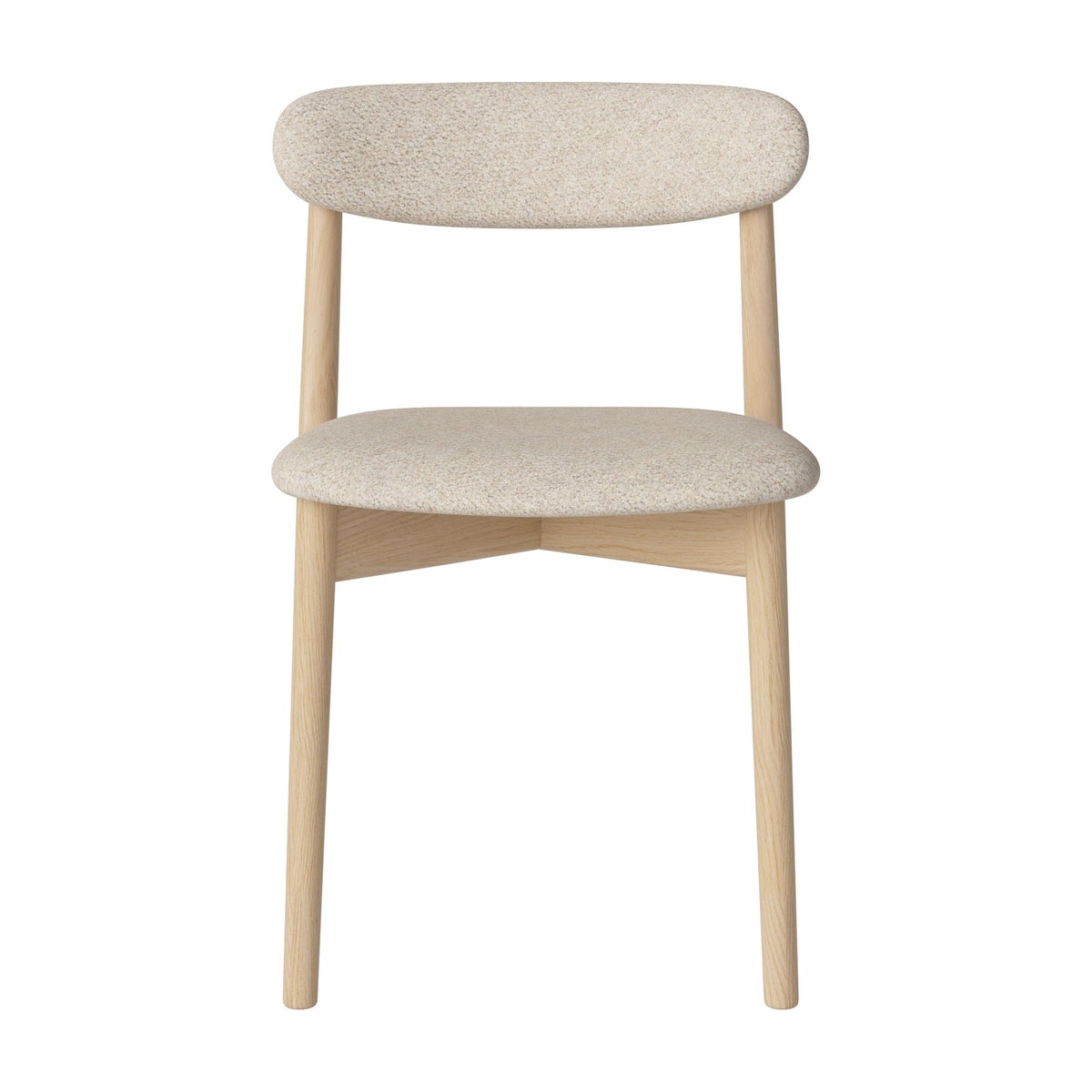 Bolia Merge eetkamerstoel met gestoffeerde zitting en rug monza - bouclé, beige, wit gepigmenteerd geolied eiken, 02-119-07_00031
