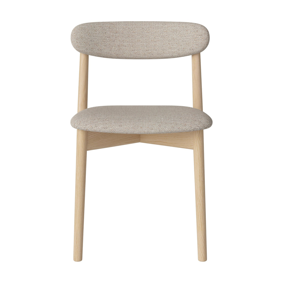Bolia Merge eetkamerstoel met gestoffeerde zitting en rug memory - bouclé, beige, wit gepigmenteerd geolied eiken, 02-119-07_00036