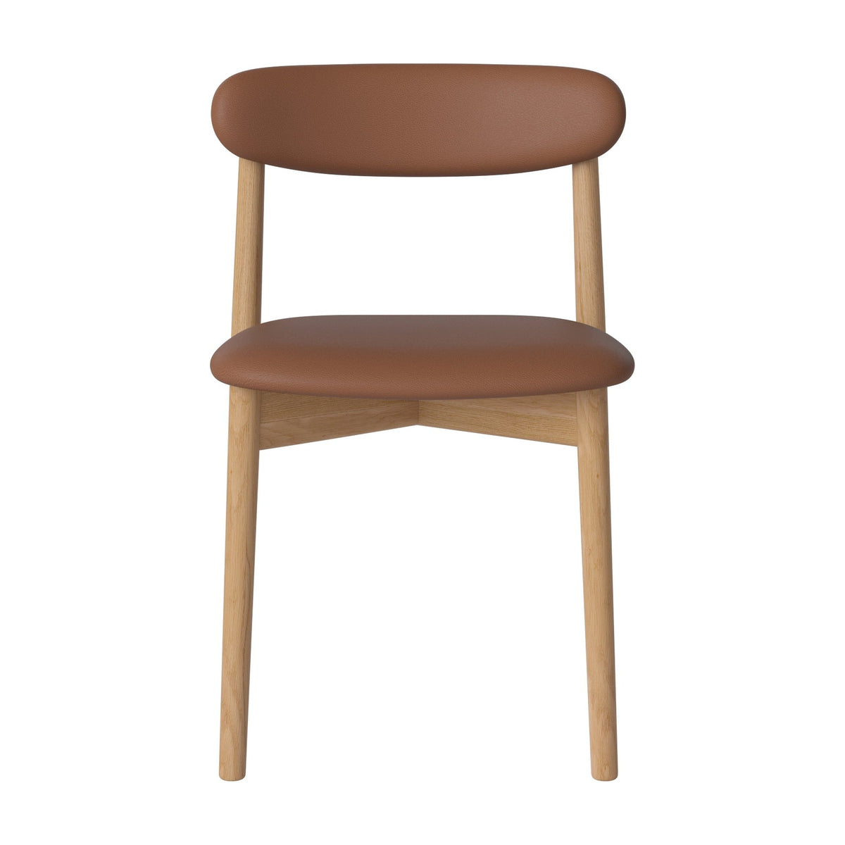 Bolia Merge eetkamerstoel met gestoffeerde zitting en rug sydney - leer, cognac, geolied eiken, 02-119-07_00045