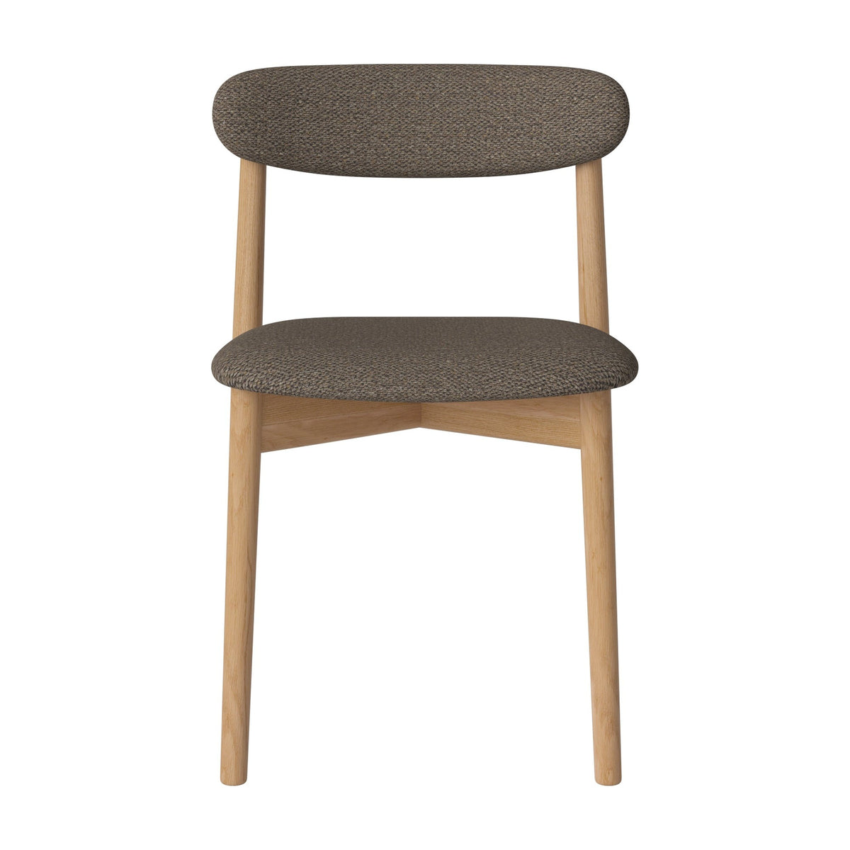 Bolia Merge eetkamerstoel met gestoffeerde zitting en rug memory - bouclé, light brown, geolied eiken, 02-119-07_00125