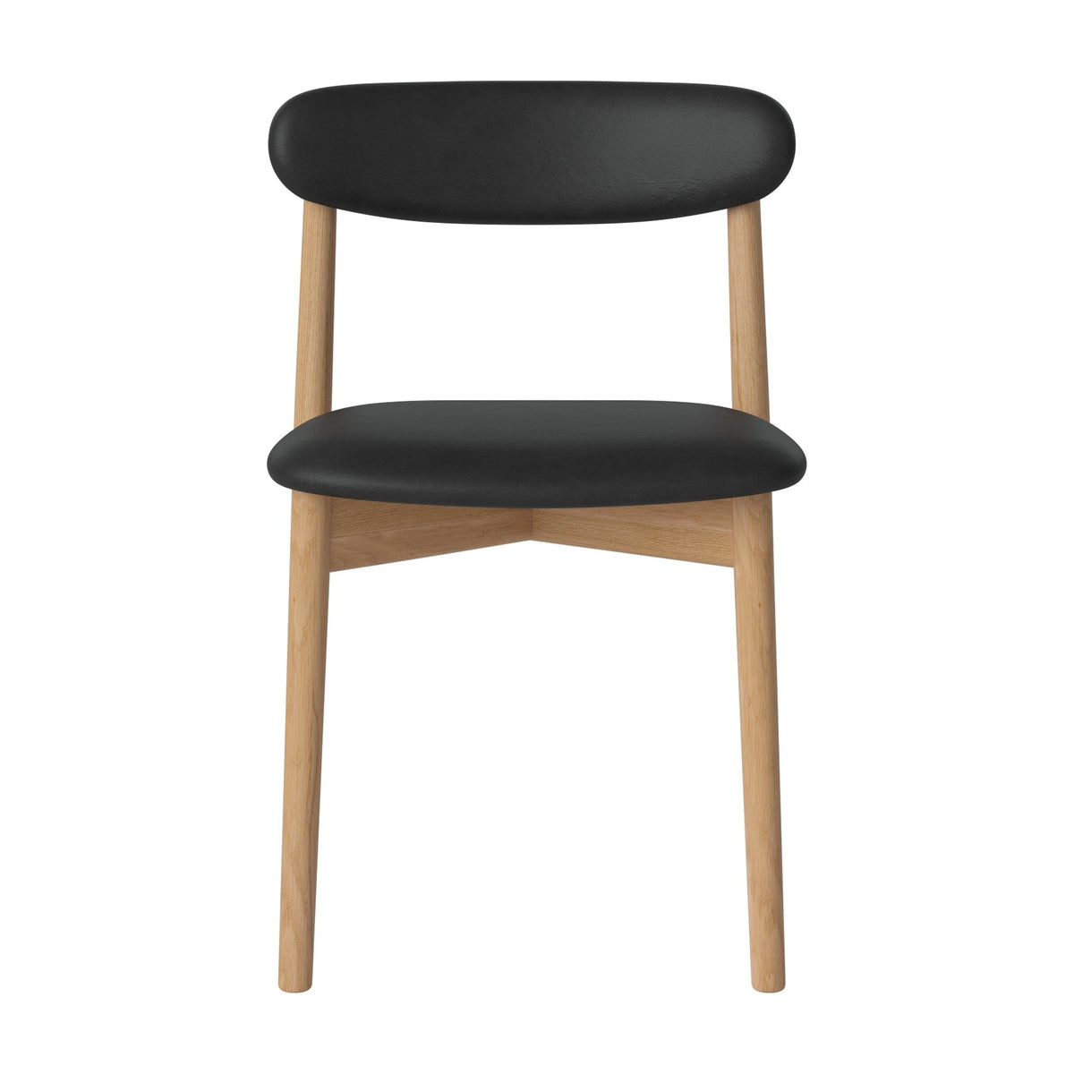 Bolia Merge eetkamerstoel met gestoffeerde zitting en rug sydney - leer, black, geolied eiken, 02-119-07_00159