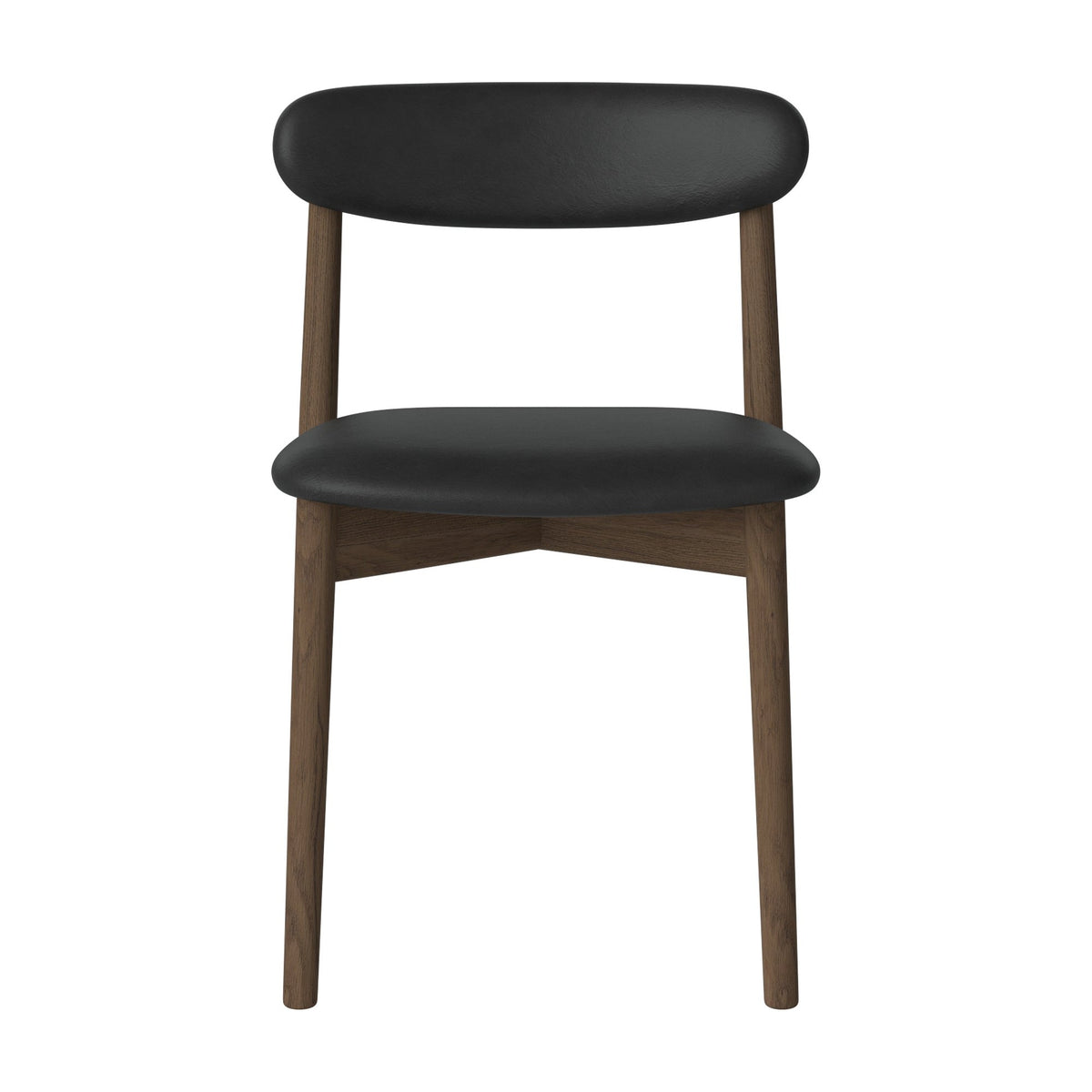 Bolia Merge eetkamerstoel met gestoffeerde zitting en rug sydney - leer, black, donker geolied eiken, 02-119-07_00165