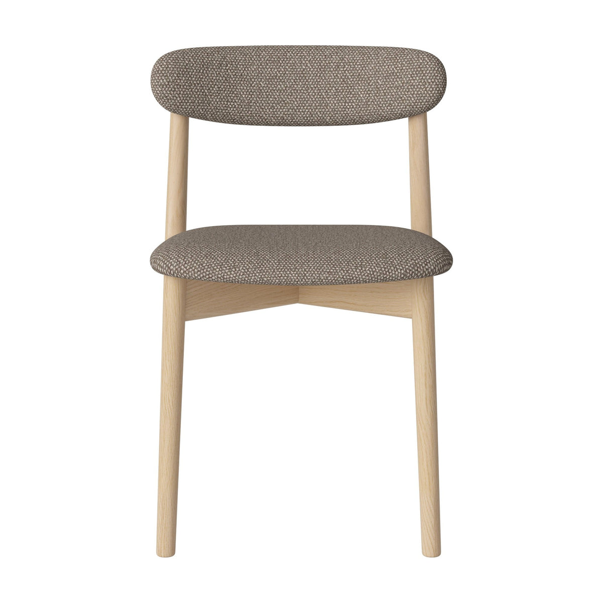 Bolia Merge eetkamerstoel met gestoffeerde zitting en rug monza - bouclé, light brown, wit gepigmenteerd geolied eiken, 02-119-07_00168