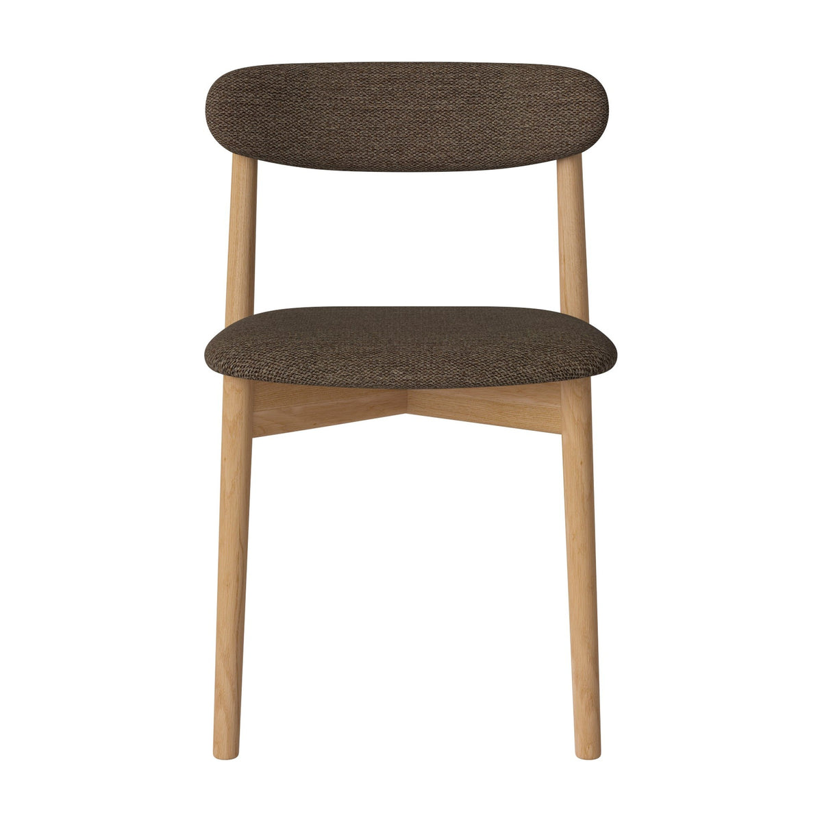 Bolia Merge eetkamerstoel met gestoffeerde zitting en rug memory - bouclé, brown, geolied eiken, 02-119-07_00191