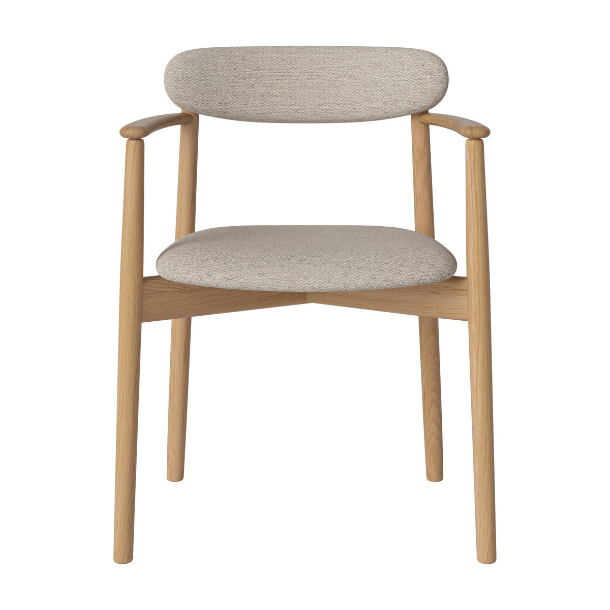 Bolia Merge eetkamerstoel met armleuning, gestoffeerde zitting en rug memory - bouclé, beige, geolied eiken, 02-119-08_00009