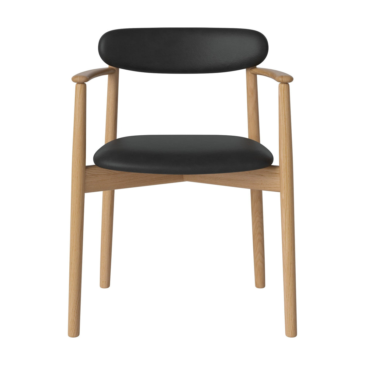 Bolia Merge eetkamerstoel met armleuning, gestoffeerde zitting en rug sydney - leer, black, geolied eiken, 02-119-08_00017